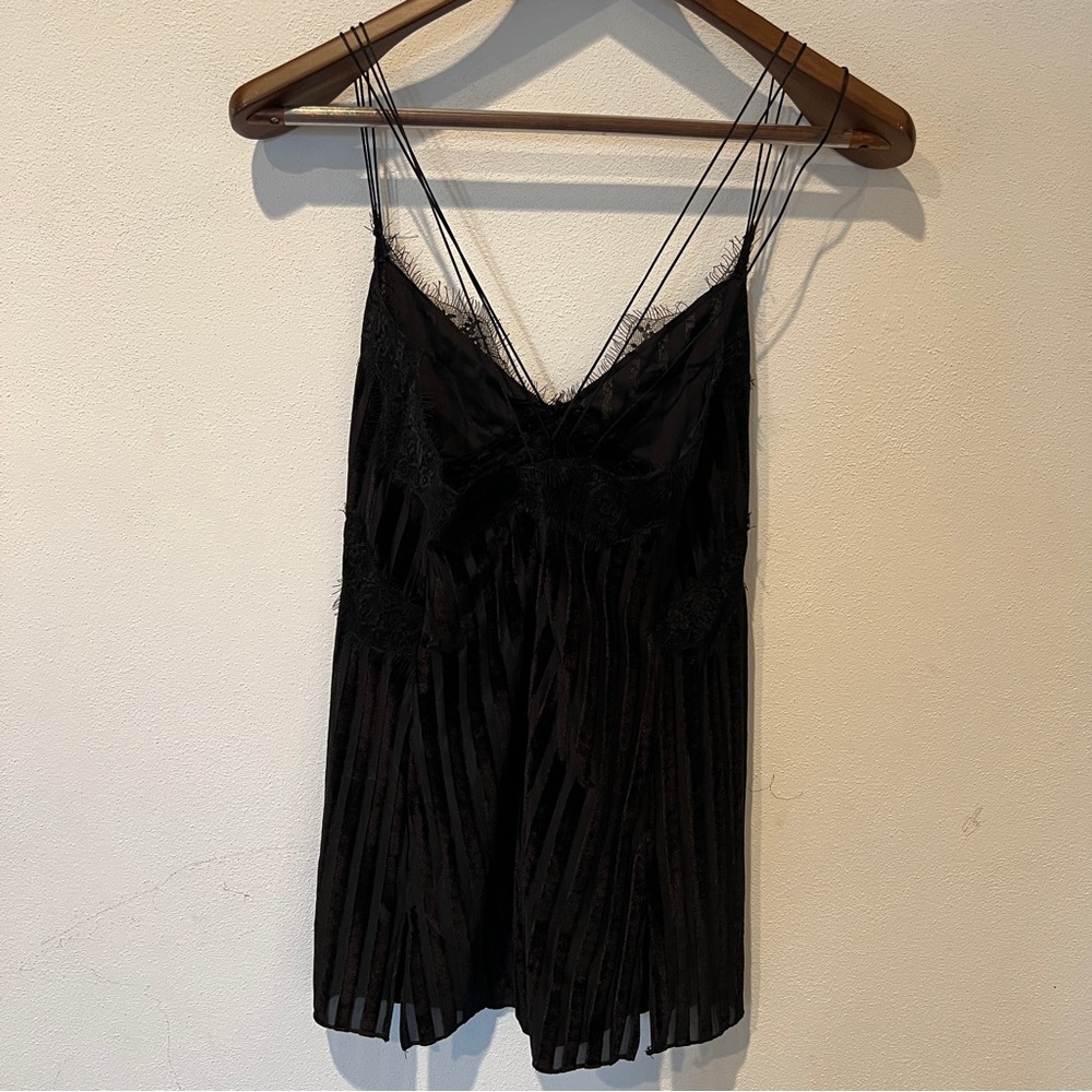 Zara NWT Trafaluc Party Velvet Striped Triple Thin Strap Semi Sheer Tank - Picture 13 of 13